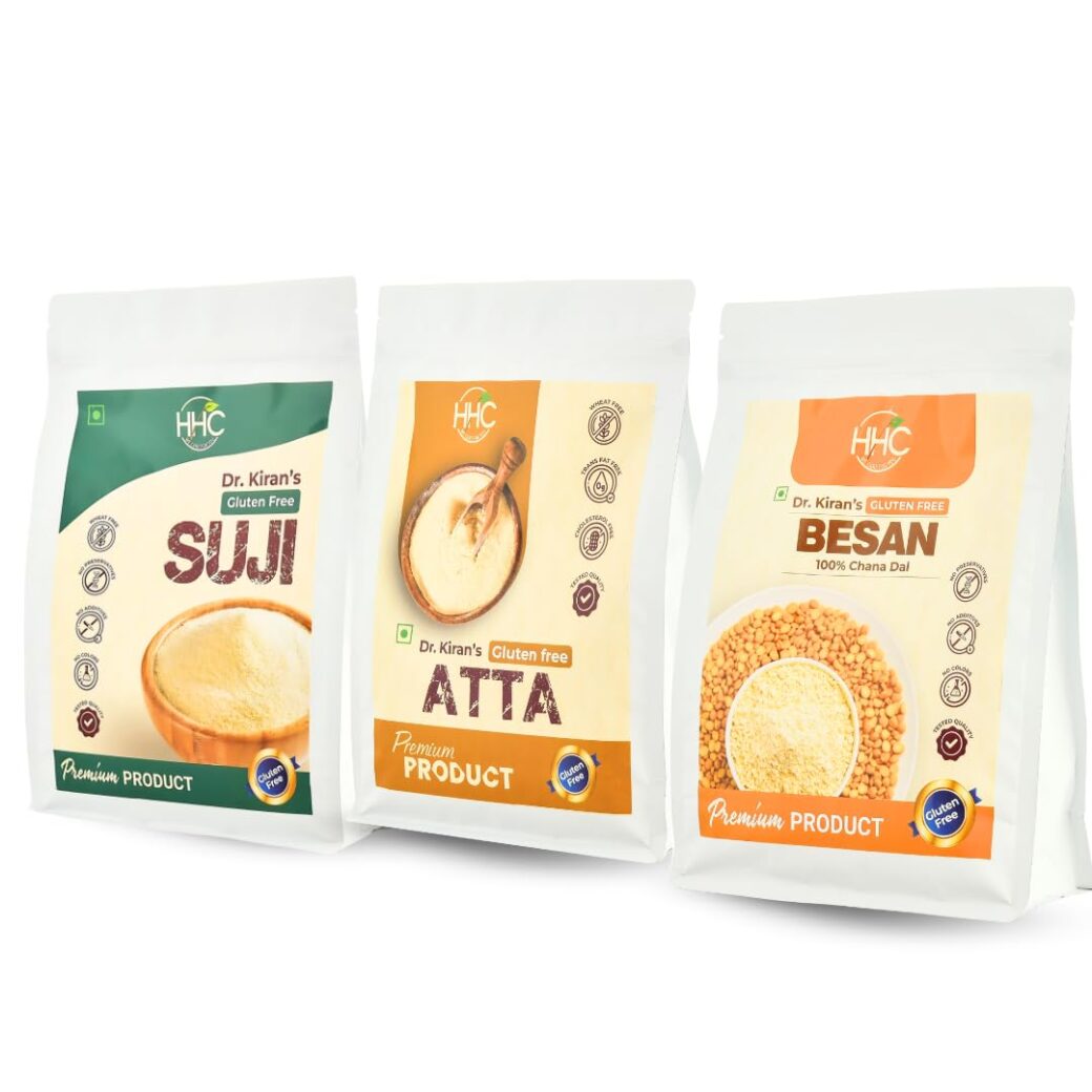 Dr.Kiran's Gluten Free Combo Suji,Atta and Besan (Each pack 900 gram)