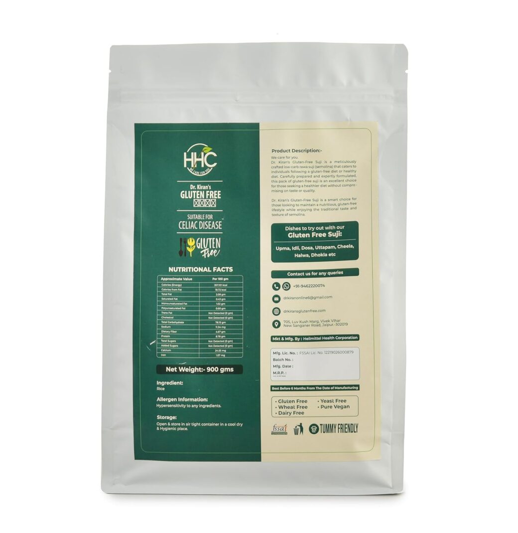 Dr.Kiran's Gluten Free Combo Suji and Besan (Each pack 900 gram) - Image 2